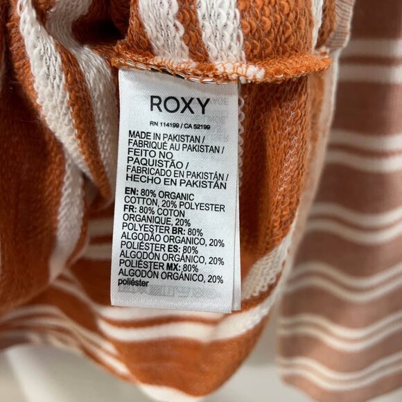 Roxy Y2K Laid Back Surf Style Striped Hooded Casual Comfy Sweatshirt [size M] - Picture 10 of 10